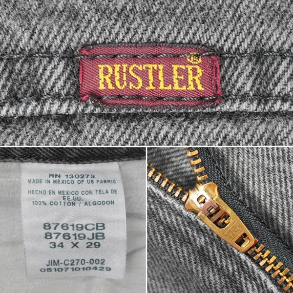 画像3: 00's RUSTLER ブラックデニムパンツ "W34 L29" (3)