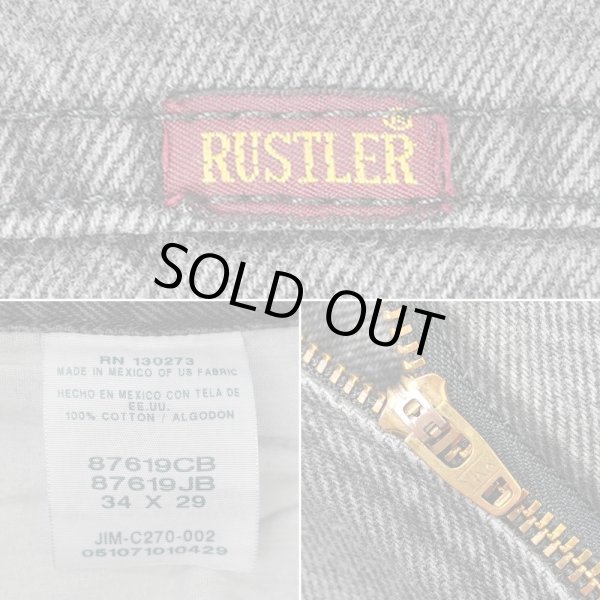 画像3: 00's RUSTLER ブラックデニムパンツ "W34 L29" (3)