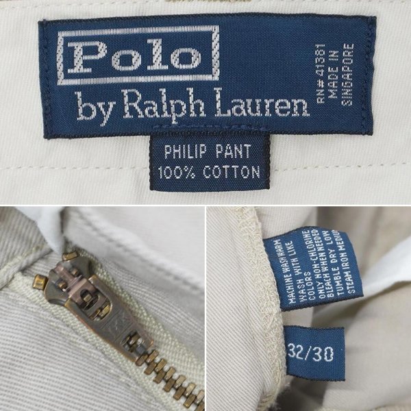 画像4: 90's Polo Ralph Lauren ノータック チノトラウザー "PHILIP PANT / W32 L30" (4)