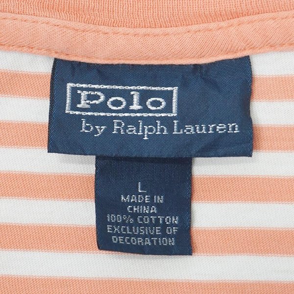 画像2: 00's Polo Ralph Lauren ボーダー ポケットTシャツ “ORANGE×WHITE” (2)