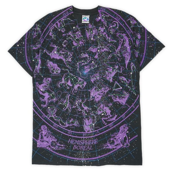 画像1: 90's LIQUID BLUE オールオーバープリントTシャツ "HEMISPHERE BOREAL / MADE IN USA" (1)