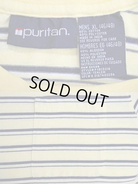 画像3: 90's Puritan マルチボーダー柄 ポケットTシャツ "CREAM" (3)