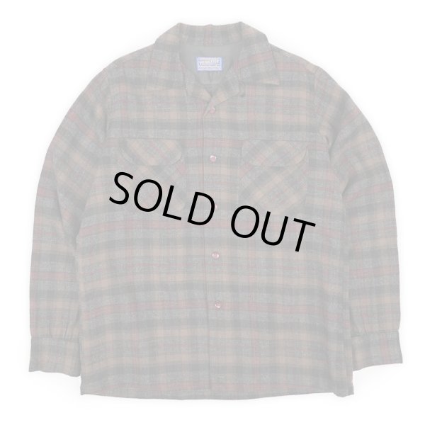 画像1: 60's Pendleton オープンカラー ウールシャツ “BROWN Plaid” (1)