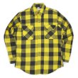 画像1: 90's ST JOHN'S BAY ブロックチェック柄 ヘビーネルシャツ "MADE IN USA / YELLOW × BLACK" (1)