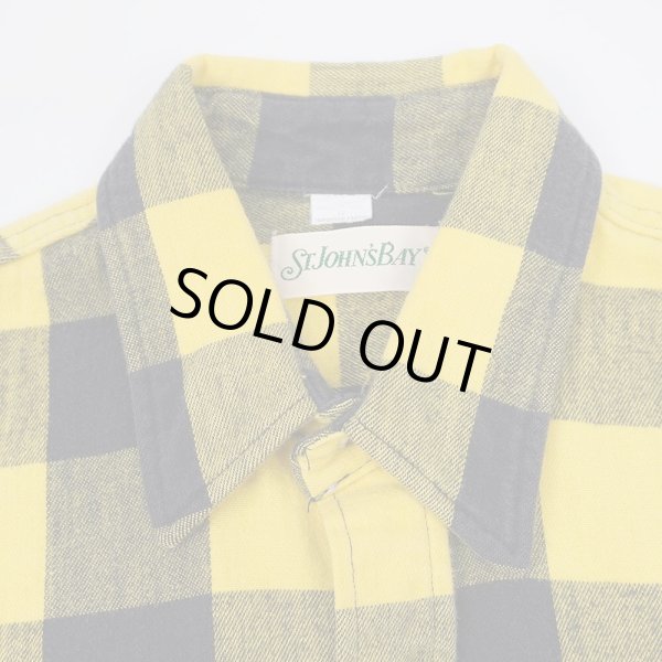 画像3: 90's ST JOHN'S BAY ブロックチェック柄 ヘビーネルシャツ "MADE IN USA / YELLOW × BLACK" (3)