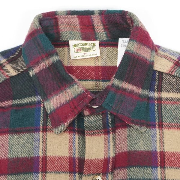 画像3: 90's FIVE BROTHER ヘビーネルシャツ "MADE IN USA / DEADSTOCK" (3)