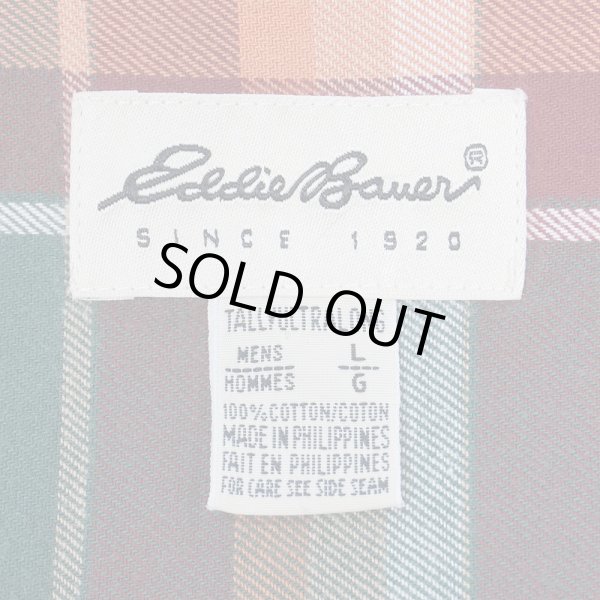 画像2: 90's Eddie Bauer コットンワークシャツ "白タグ / Green Plaid" (2)