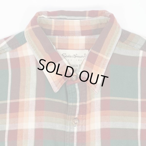 画像3: 90's Eddie Bauer コットンワークシャツ "白タグ / Green Plaid" (3)