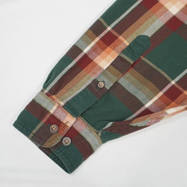 画像4: 90's Eddie Bauer コットンワークシャツ "白タグ / Green Plaid" (4)