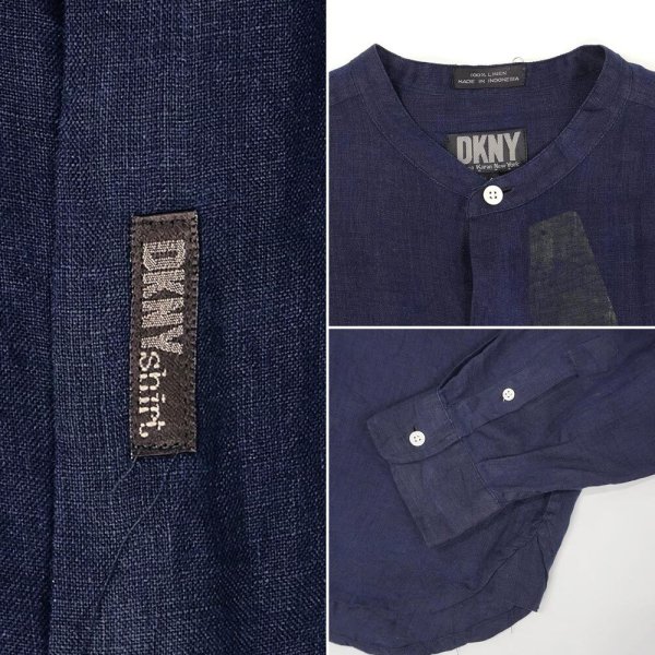 画像3: 90's DKNY バンドカラー リネンシャツ (3)