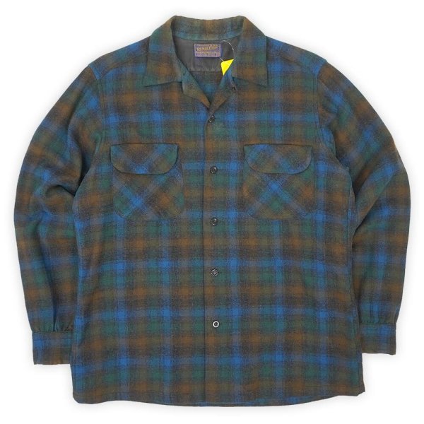 画像1: 50's PENDLETON ボードシャツ "MADE IN USA / Blue Ombre Plaid" (1)