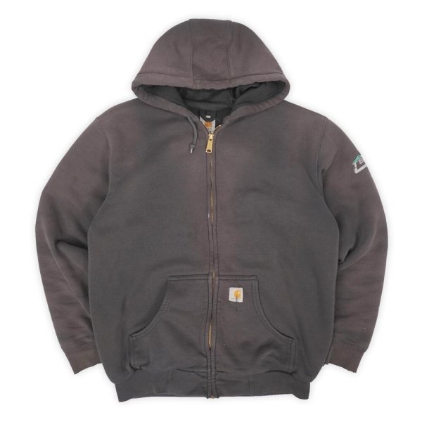 画像1: 00's Carhartt サーマルライナー フルジップスウェットパーカー "FADE BLACK / J149" (1)