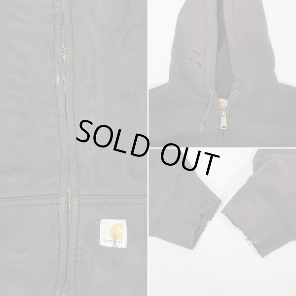 画像4: 00's Carhartt サーマルライナー フルジップスウェットパーカー "FADE BLACK / J149" (4)