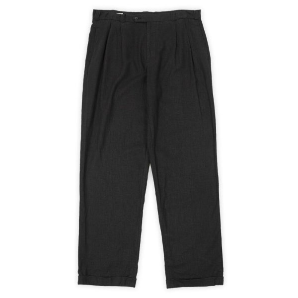 画像1: 90's PERRY ELLIS 2タック リネントラウザー "BLACK" (1)