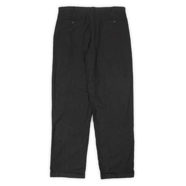 画像2: 90's PERRY ELLIS 2タック リネントラウザー "BLACK" (2)