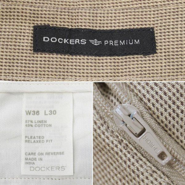 画像3: 00's DOCKERS 2タック コットンリネントラウザー "W36 L30" (3)