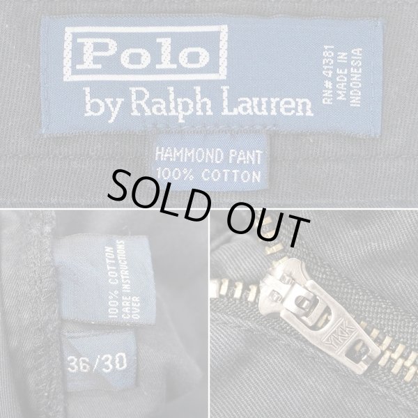 画像3: 90's Polo Ralph Lauren 2タック チノトラウザー "HAMOND PANT / FADE BLACK / W36 L30" (3)