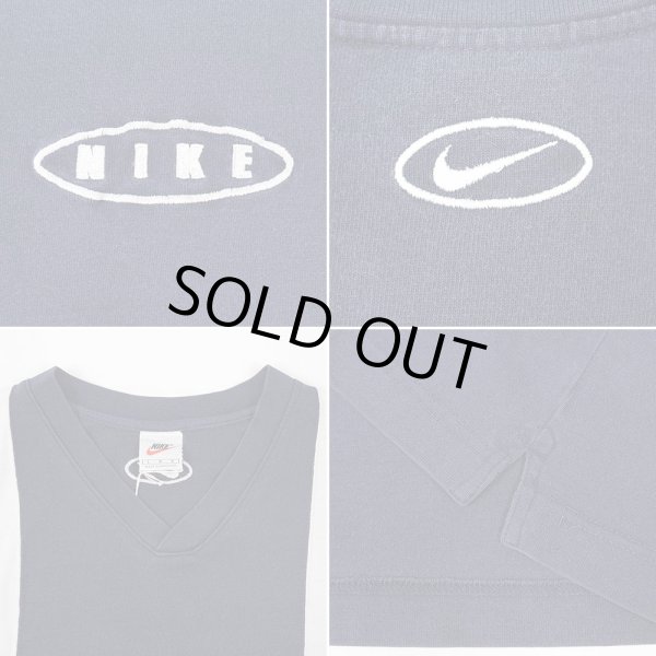 画像4: Late 90's NIKE Vネック ロゴ刺繍 Tシャツ (4)