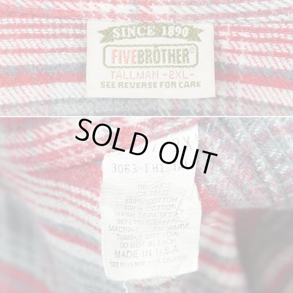 画像2: 90's FIVE BROTHER ヘビーネルシャツ "2XL TALL / MADE IN USA" (2)