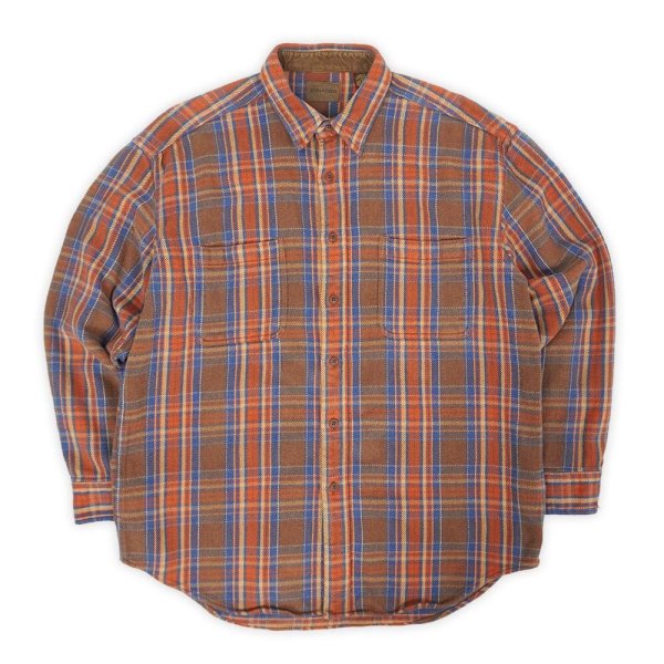 画像1: 90's ST JOHN'S BAY ヘビーネルシャツ "Orange Plaid" (1)