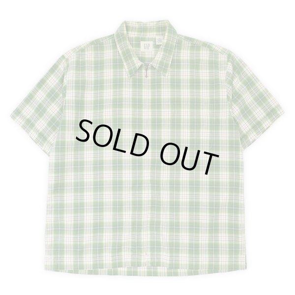 画像1: Early 00's OLD GAP S/S フルジップ レギュラーカラーシャツ “Green Plaid” (1)