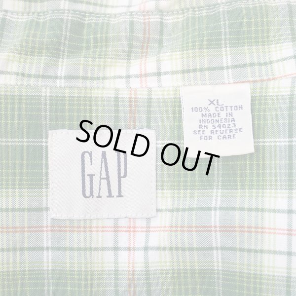 画像2: Early 00's OLD GAP S/S フルジップ レギュラーカラーシャツ “Green Plaid” (2)