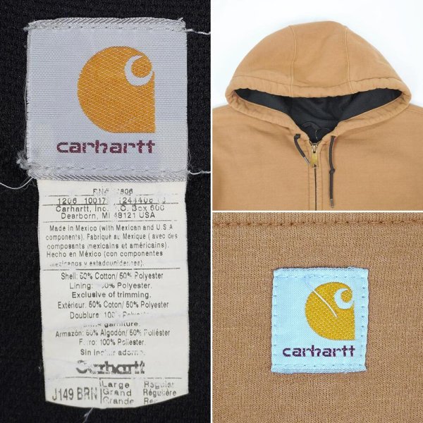 画像2: 00's Carhartt サーマルライナー フルジップスウェットパーカー "BROWN / J149" (2)