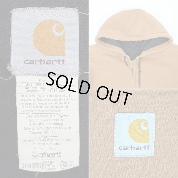 画像2: 00's Carhartt サーマルライナー フルジップスウェットパーカー "BROWN / J149" (2)