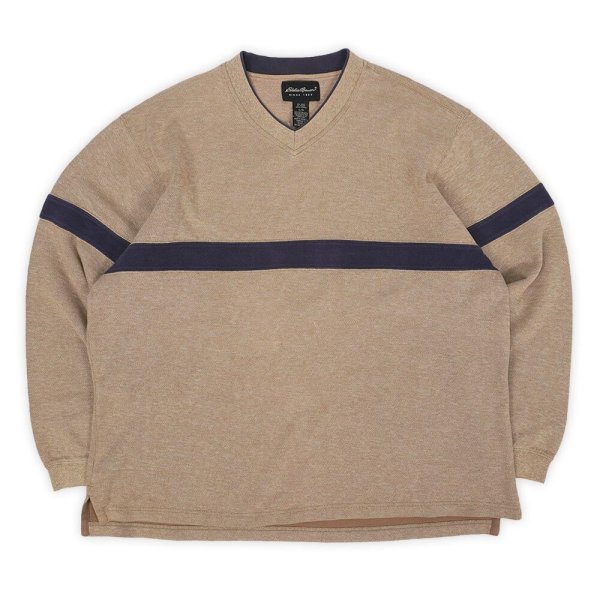 画像1: 00's Eddie Bauer Vネック コットンニット (1)