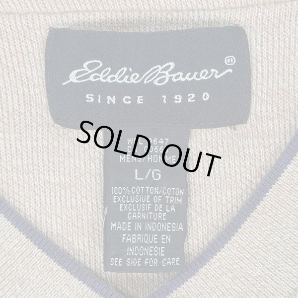 画像2: 00's Eddie Bauer Vネック コットンニット (2)