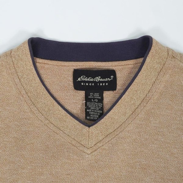 画像3: 00's Eddie Bauer Vネック コットンニット (3)