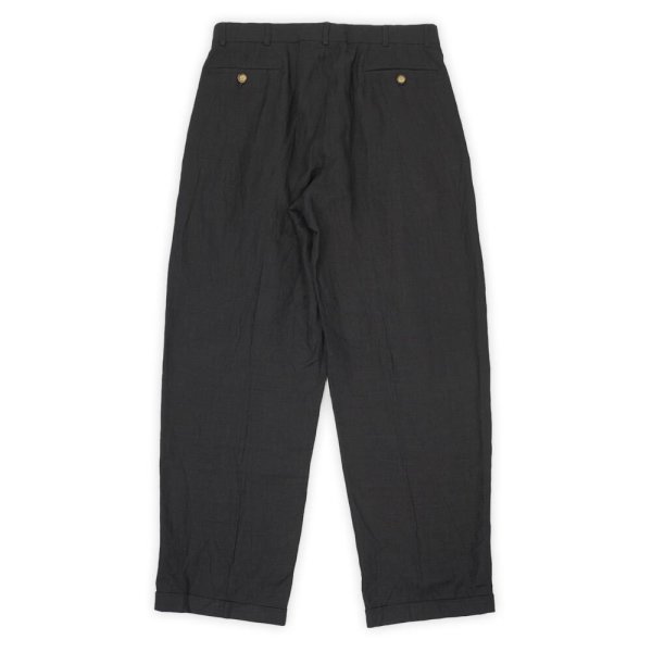 画像2: 80-90's STRUCTURE 2タック リネントラウザー "BLACK / MADE IN USA" (2)