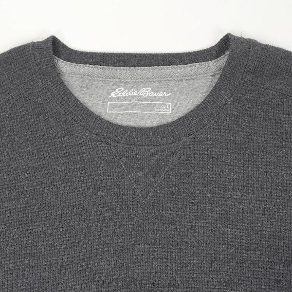 画像2: 00's Eddie Bauer 前V サーマルカットソー "CHARCOAL GRAY" (2)