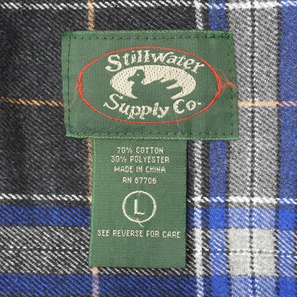 画像2: 90's Stillwater Supply ヘビーネルシャツ "BLACK×BLUE PLAID" (2)