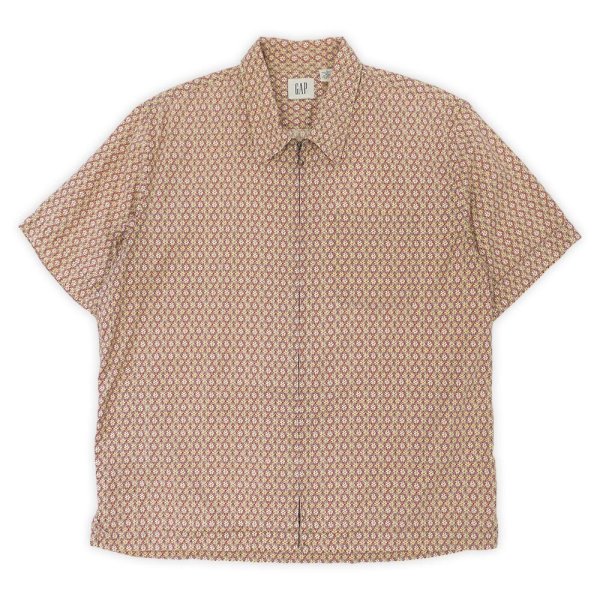 画像1: Early 00's OLD GAP S/S フルジップ レギュラーカラーシャツ “All-over Pattern” (1)
