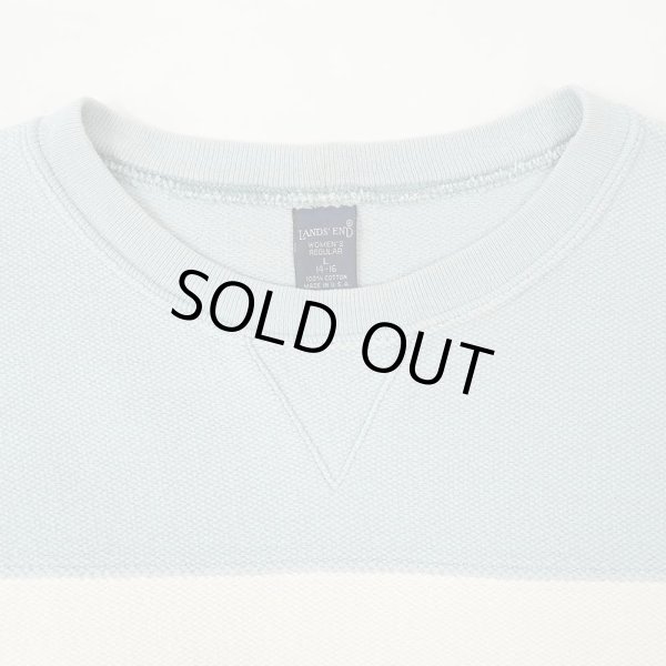 画像3: 90's LANDS' END コットンピケ スウェット “Lt BLUE × WHITE / MADE IN USA” (3)