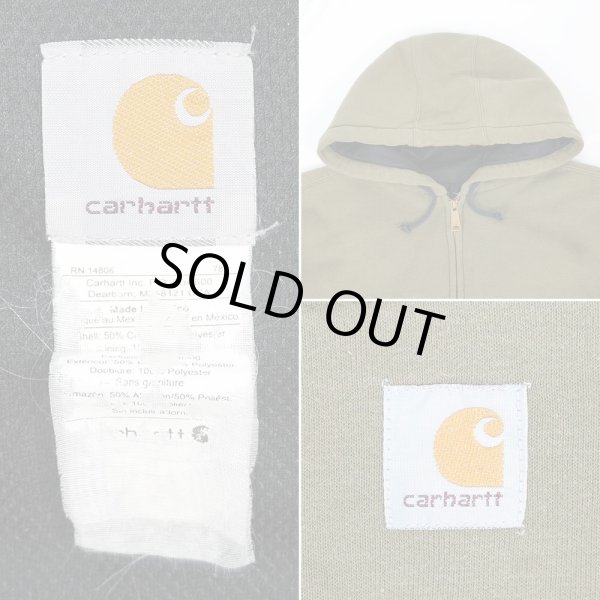 画像2: 00's Carhartt サーマルライナー フルジップスウェットパーカー "OLIVE" (2)