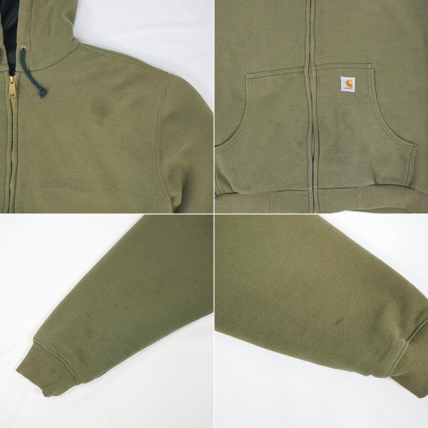 画像3: 00's Carhartt サーマルライナー フルジップスウェットパーカー "OLIVE" (3)