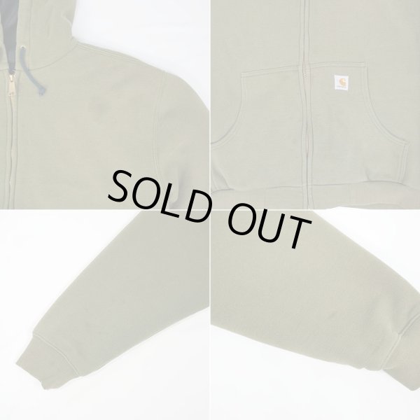 画像3: 00's Carhartt サーマルライナー フルジップスウェットパーカー "OLIVE" (3)