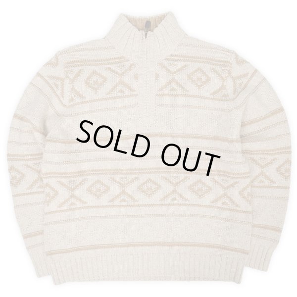 画像1: 00's ST JOHN'S BAY 総柄 ハーフジップニット "DEADSTOCK" (1)