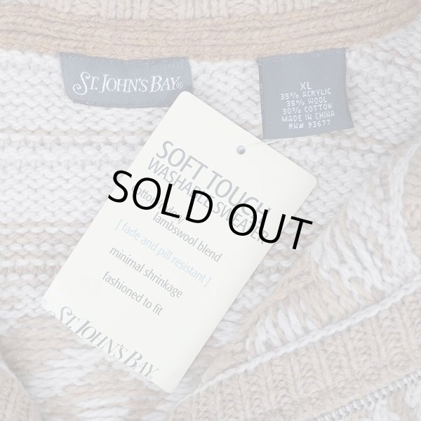 画像2: 00's ST JOHN'S BAY 総柄 ハーフジップニット "DEADSTOCK" (2)