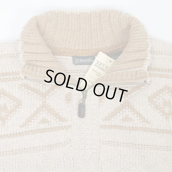 画像3: 00's ST JOHN'S BAY 総柄 ハーフジップニット "DEADSTOCK" (3)