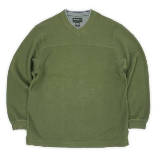 90's Eddie Bauer 前V コットンニット ベージュ 90S Eddie Bauer コットンニット ベージュ エディーバウアー