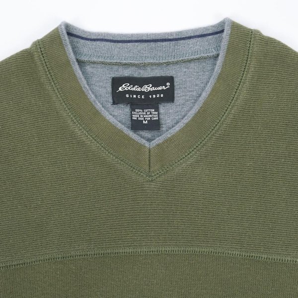 画像3: 00's Eddie Bauer Vネック コットンニット (3)
