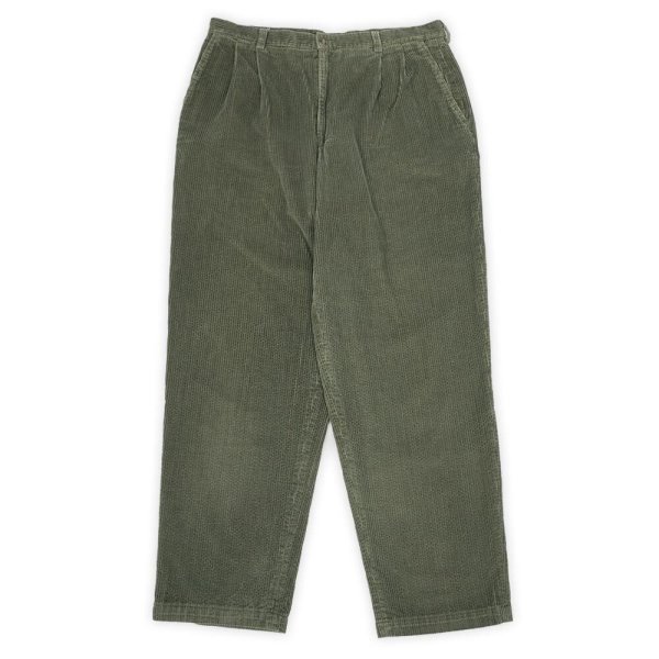 画像1: 00's Claiborne 2タック 太畝コーデュロイトラウザー "OLIVE" (1)