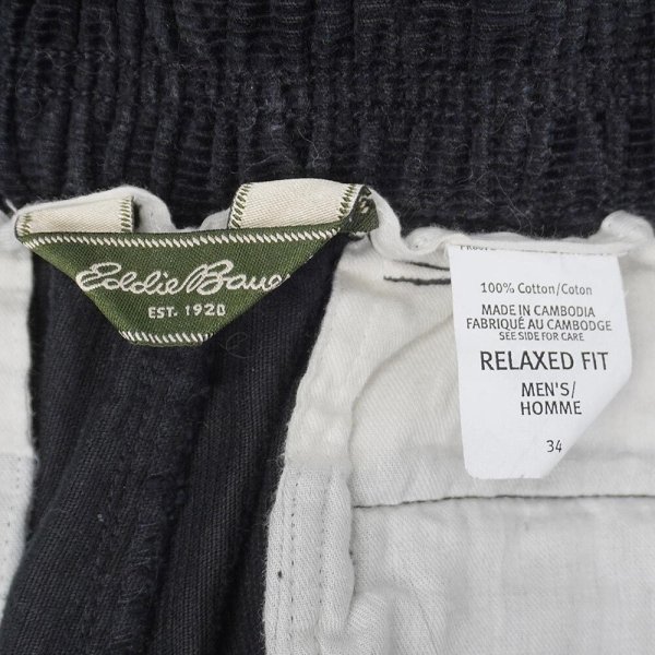 画像3: 00's Eddie Bauer 2タック コーデュロイトラウザー "BLACK / W34" (3)