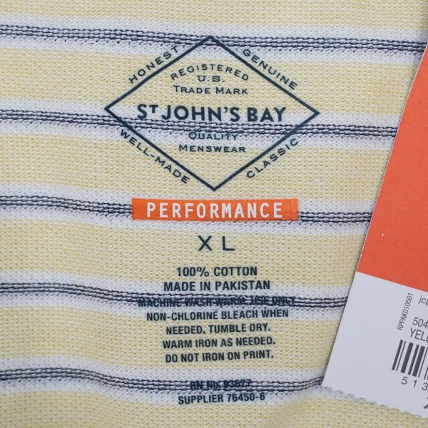 画像2: 00's ST JOHN'S BAY マルチボーダー柄 ポロシャツ "DEADSTOCK" (2)