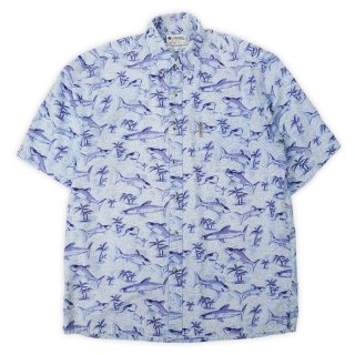 Grimoire - 【美品】昭和レトロ　ヴィンテージ　カリブ　スカーフ柄　総柄　ボタンダウン　シャツ 60年代 60s 70年代 70s アメリカ製 アロー 紺 ネイビー 総柄