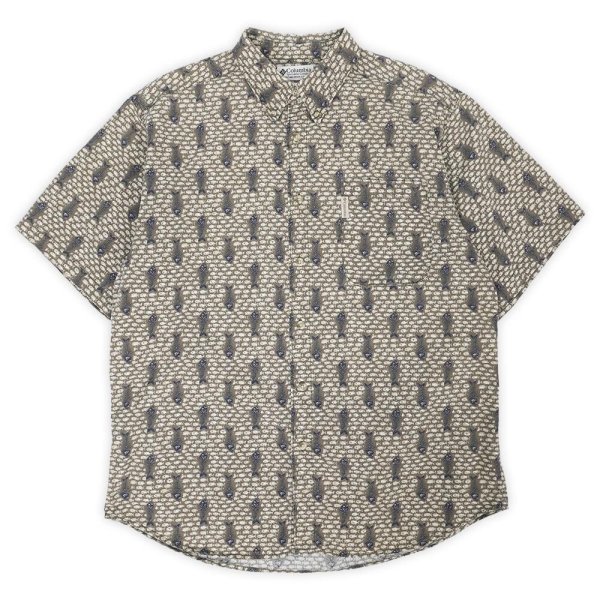 画像1: Late 90's Columbia 総柄 S/S ボタンダウンシャツ (1)