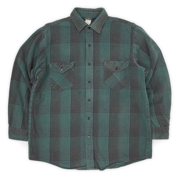画像1: 90's OSHKOSH ヘビーネルシャツ "Black×Green Ombre Plaid" (1)